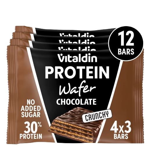 12 x Barritas Wafer proteicas, de Chocolate y con Colágeno - Energía y Sabor