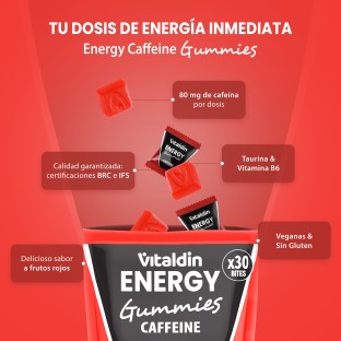 Caffeine and Taurine gummies red fruits - Vitaldin