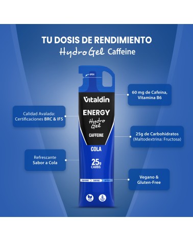 Gel energético Hydro cafeína cola - Vitaldin