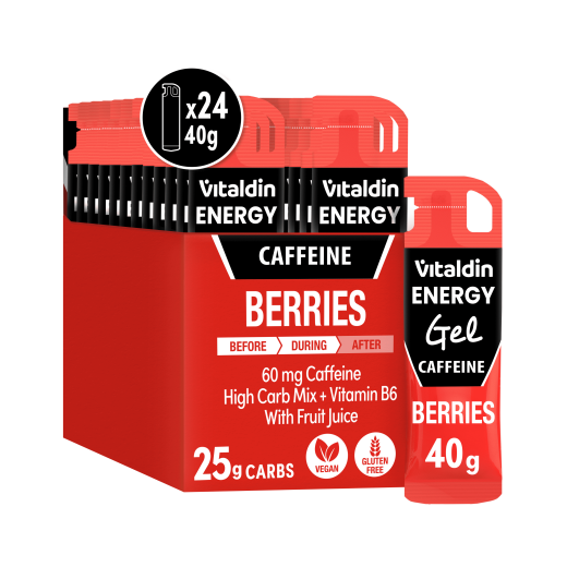24 x Gel energético de Cafeína y frutos rojos - Vitaldin
