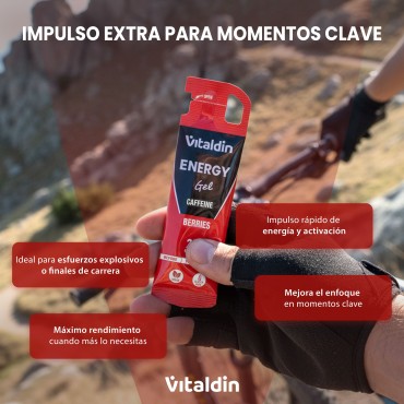 24 x Gel energético de Cafeína y frutos rojos - Vitaldin