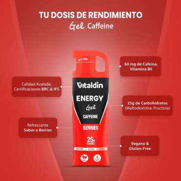 Energy Gel Cafeína Sabor Frutos Rojos – Caja 24 geles energéticos x 40 gr