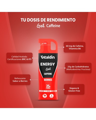 Gel energético de Cafeína y frutos rojos - Vitaldin