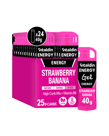 Gel energético sin Cafeína fresa y plátano - Vitaldin