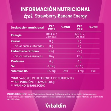 24 x Caffeine Free Strawberry & Banana Energy Gel - Vitaldin