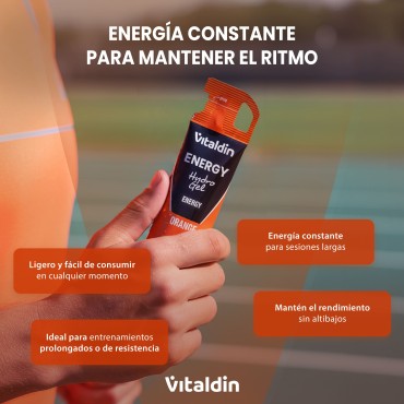 Hydro Energy Gel Sabor Naranja (Sin Cafeína) – Caja 24 geles energéticos x 55 ml
