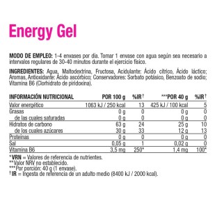 24 x Gel energético sin Cafeína fresa y plátano - Vitaldin