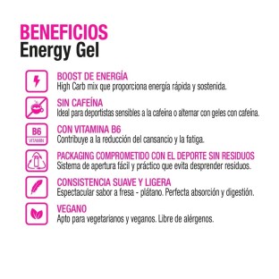 24 x Gel energético sin Cafeína fresa y plátano - Vitaldin