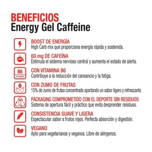 Energy Gel Cafeína Sabor Frutos Rojos – Caja 24 geles energéticos x 40 gr