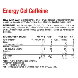 Energy Gel Cafeína Sabor Frutos Rojos – Caja 24 geles energéticos x 40 gr