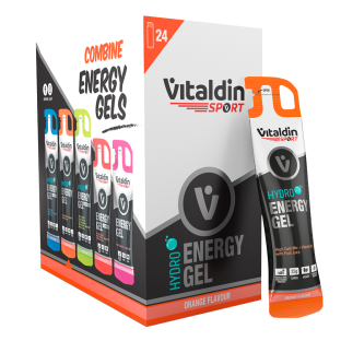 Hydro Energy Gel Sabor Naranja (Sin Cafeína) – Caja 24 geles energéticos x 55 ml