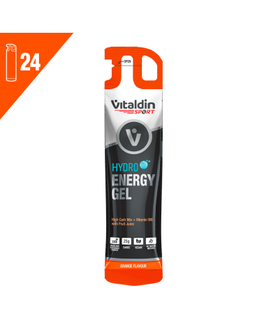 Hydro Energy Gel Sabor Naranja (Sin Cafeína) – Caja 24 geles energéticos x 55 ml