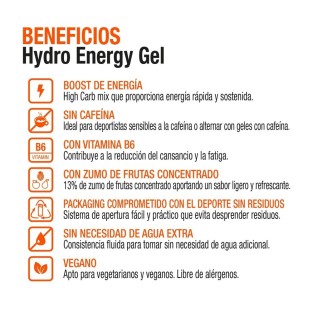 24 x Gel energético Hydro sin cafeína naranja