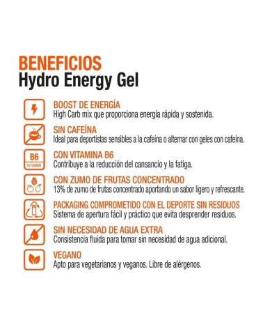 Gel energético Hydro sin Cafeína Naranja | Vitaldin
