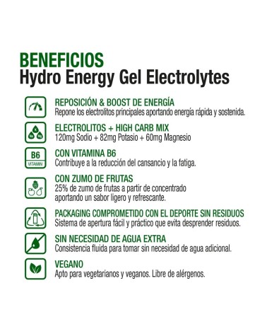 Hydro Energy Gel Electrolitos Sabor Lima – Caja 24 geles energéticos x 55 ml